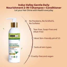 Indus Valley Gentle Daily Care Shampoo & Conditioner 200ml | Mild 2-in-1 Hair Care Formula for Gentle Cleansing, Conditioning, Softness, Smoothness & Fresh-Looking Hair