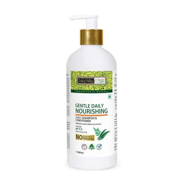 Indus Valley Gentle Daily Care Shampoo & Conditioner 500ml | Mild 2-in-1 Hair Care Formula for Gentle Cleansing, Conditioning, Softness, Smoothness & Fresh-Looking Hair