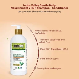 Indus Valley Gentle Daily Care Shampoo & Conditioner 500ml | Mild 2-in-1 Hair Care Formula for Gentle Cleansing, Conditioning, Softness, Smoothness & Fresh-Looking Hair