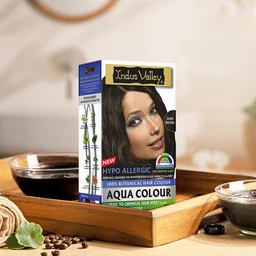 Indus Valley Hypo Allergic Aqua Colour 100% Botanical Hair Colour 30ml + 200g, Dark Brown | PPD-Free, Ammonia-Free, Herbal Hair Dye for Grey Coverage