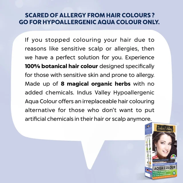 Indus Valley Hypo Allergic Aqua Colour 100% Botanical Hair Colour 30ml + 200g, Light Brown | PPD-Free, Ammonia-Free, Herbal Hair Dye for Grey Coverage