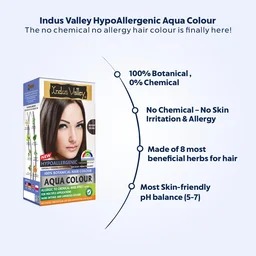 Indus Valley Hypo Allergic Aqua Colour 100% Botanical Hair Colour 30ml + 200g, Medium Brown | PPD-Free, Ammonia-Free, Herbal Hair Dye for Grey Coverage