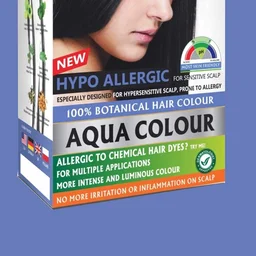 Indus Valley Hypo Allergic Aqua Colour 100% Botanical Hair Colour 30ml + 200g, Indus Black | PPD-Free, Ammonia-Free, Herbal Hair Dye for Grey Coverage