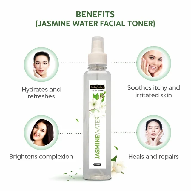 Indus Valley Natural Jasmine Water Facial Toner 250ml | Chemical-Free Jasmine Hydrosol for Hydration, Pore Care, Skin Brightening, Refreshing Glow & Daily Face Care