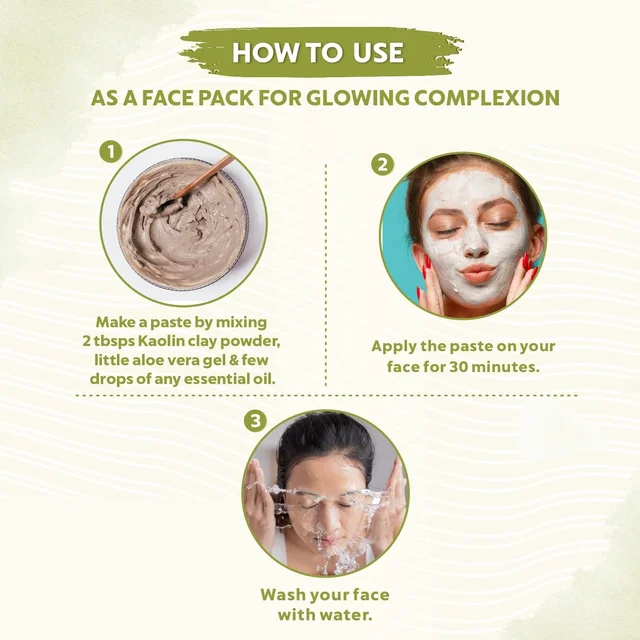 Indus Valley Natural Kaolin Clay Powder 100g | Pure China Clay for Face & Skin Care | DIY Face Pack for Acne, Blackheads, Excess Oil, Pores & Healthy-Looking Glowing Skin