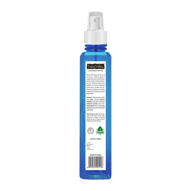 Indus Valley Natural Lavender Water Facial Toner 250ml | Chemical-Free Lavender Floral Water for Face & Skin | Refreshing Hydrating Toner for Daily Skincare, Glow & Skin Freshness