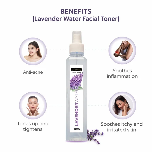 Indus Valley Natural Lavender Water Facial Toner 250ml | Chemical-Free Lavender Floral Water for Face & Skin | Refreshing Hydrating Toner for Daily Skincare, Glow & Skin Freshness