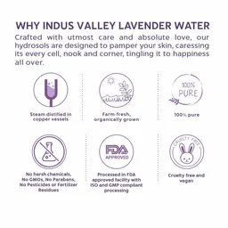 Indus Valley Natural Lavender Water Facial Toner 250ml | Chemical-Free Lavender Floral Water for Face & Skin | Refreshing Hydrating Toner for Daily Skincare, Glow & Skin Freshness