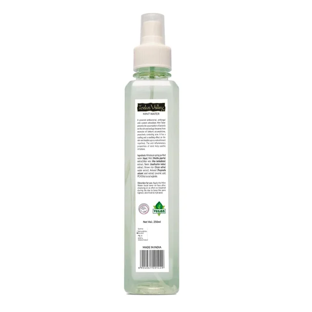 Indus Valley Natural Mint Water Facial Toner 250ml | Refreshing Mint Face Toner for Fresh, Clean & Revitalized Skin | Daily Care for Normal, Oily & Combination Skin