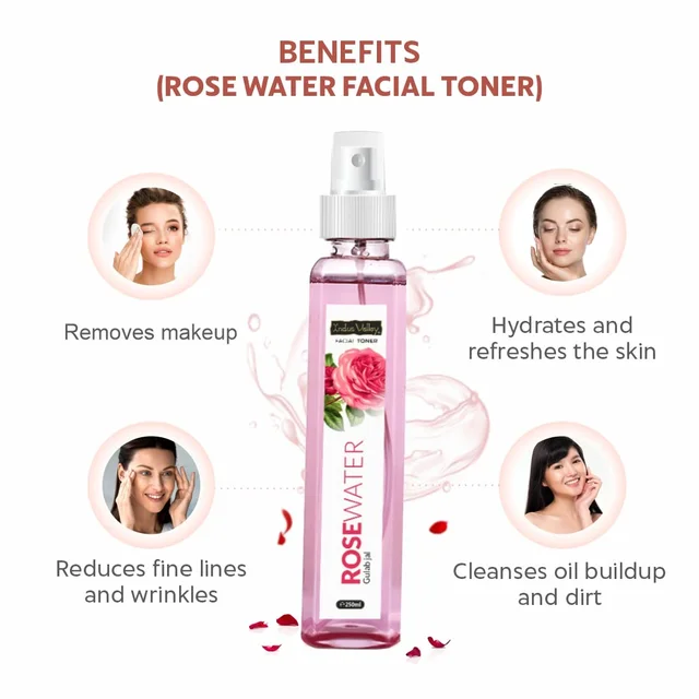 Indus Valley Natural Rose Water Facial Toner 250ml | Refreshing Rose Hydrosol for Face | Hydrates, Tones & Revives Skin | Natural Daily Skincare Toner