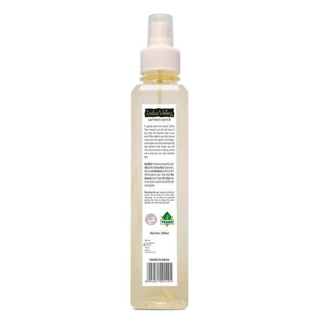 Indus Valley Natural Saffron Water Facial Toner 250ml | Kesar Floral Water for Face & Skin | Refreshing Hydrating Toner for Daily Skincare, Glow, Freshness & Skin Care