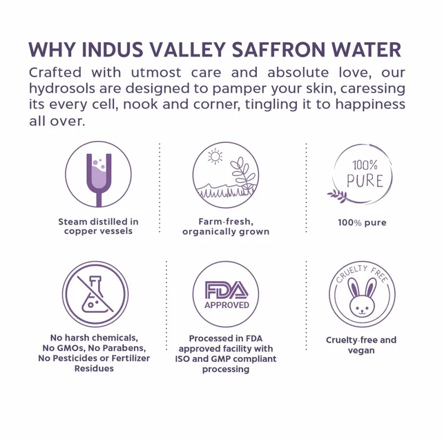 Indus Valley Natural Saffron Water Facial Toner 250ml | Kesar Floral Water for Face & Skin | Refreshing Hydrating Toner for Daily Skincare, Glow, Freshness & Skin Care