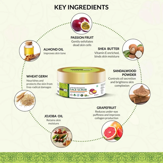 Indus Valley Ultra Rich Replenishing Shea Butter Fruit Face Scrub 50ml | Gentle Exfoliating Facial Scrub for Smooth, Soft, Refreshed & Radiant-Looking Skin
