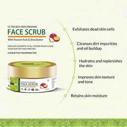 Indus Valley Ultra Rich Replenishing Shea Butter Fruit Face Scrub 50ml | Gentle Exfoliating Facial Scrub for Smooth, Soft, Refreshed & Radiant-Looking Skin