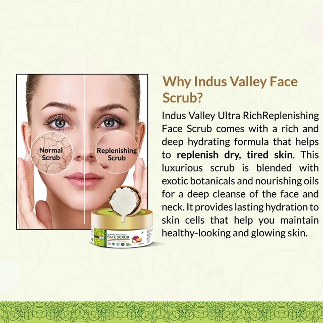 Indus Valley Ultra Rich Replenishing Shea Butter Fruit Face Scrub 50ml | Gentle Exfoliating Facial Scrub for Smooth, Soft, Refreshed & Radiant-Looking Skin