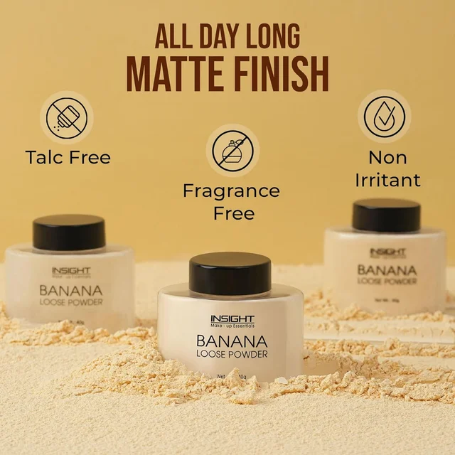 Insight Banana Loose Powder 40g | Make Up Setting Powder | for Matte, Bright Finish | Oil Control and Flawless Look | Reduces Shine | Long-lasting | Radiant complexion powder | 40g