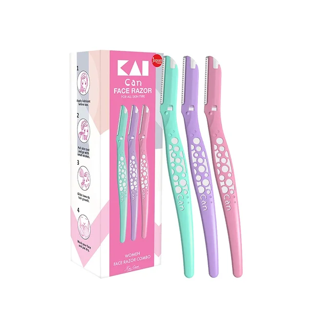 Kai Can-Bubble Face Razor for Women | Stainless Steel Dual-Coated Blade | Ergonomic Handle for Precise | Safe & Painless Facial Hair Removal | Ideal for Eyebrows & Peach Fuzz