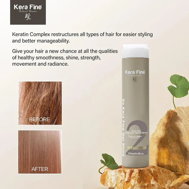 Kera Fine Keratin Hair Treatment 250ml | Professional Frizz-Free Smoothing Treatment for Smooth | Shiny Hair & Long-Lasting Results| Formaldehyde-Free Formula