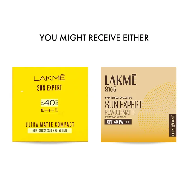 Lakme Sun Expert Ultra Matte Compact 7g SPF 40 PA+++ - Oil Control, Sweat Resistant, Smooth Matte Finish with Sun Protection for Daily Use