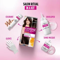 Loreal Professionnel Loreal Paris Casting Creme Gloss Dark Chocolate 323 Conditioning Hair Color - 87.5g+72ml | No Ammonia | Rich, Ultra Glossy Color | Optical Grey Coverage | Long-Lasting Color| Honey-Infused Conditioner | Salon Like Hair At-home