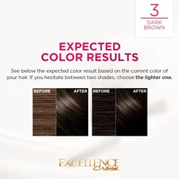 Loreal Professionnel Loreal Paris Excellence Creme 03 Dark Brown | 72ml+100g | Triple Care Hair Color | 100% Grey Coverage | Long Lasting Color | Permanent Hair Color for Shiny, Healthy Hair | Natural Dark Brown Hair Dye