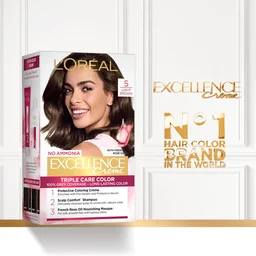 Loreal Professionnel Loreal Paris Excellence Creme 05 Light Brown 72ml+100g | Triple Care Hair Color | 100% Grey Coverage | Long Lasting Color | Permanent Hair Color for Shiny, Healthy Hair | Radiant Light Brown |Shade -