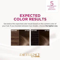 Loreal Professionnel Loreal Paris Excellence Creme 05 Light Brown 72ml+100g | Triple Care Hair Color | 100% Grey Coverage | Long Lasting Color | Permanent Hair Color for Shiny, Healthy Hair | Radiant Light Brown |Shade -