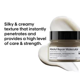 Loreal Professionnel Absolut Repair Molecular Rinse-Off Cream Mask 250ml | Deep Repair Mask For Very Damaged Hair | With 2% Peptides Bonder & 5 Amino Acids