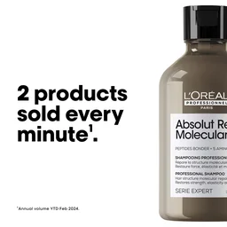 Loreal Professionnel Absolut Repair Molecular Sulfate-Free Shampoo 300ml | Deep Repair Shampoo For Damaged Hair | Professional Hair Strengthening & Repair Care