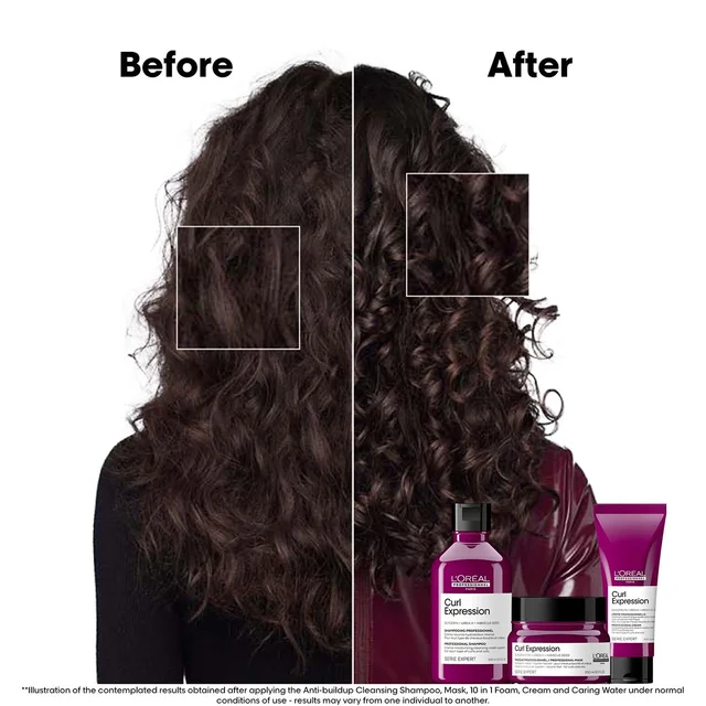 Loreal Professionnel Curl Expression Intense Moisturizing Cleansing Shampoo 300ml For Curly & Coily Hair With Glycerin, Urea H & Hibiscus Seed Extract - Deep Hydration