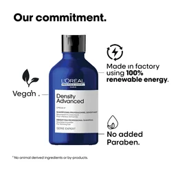 Loreal Professionnel Density Advanced Shampoo 300ml | Volume Boost Shampoo For Fine & Thinning Hair | With Omega-6 Complex | Professional Hair Density Shampoo