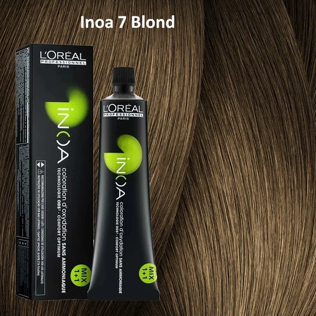 Loreal INOA Hair Color 7 Blonde 60g Ammonia-Free Permanent Hair Dye Natural Blonde Tone Full Grey Coverage
