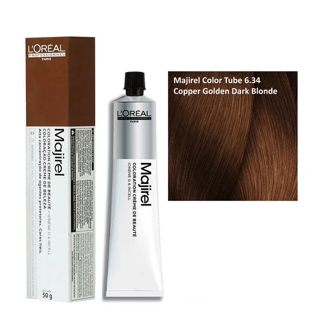 Loreal Professionnel Loreal Majirel Hair Color 6.34 Copper Golden Dark Blonde 60ml | Copper Golden Hair Dye - 60ml