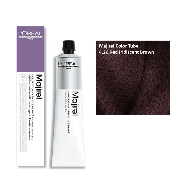 Loreal Majirel Hair Color 4.26 Red Iridescent Brown 60ml | Red Brown Hair Dye | Grey Coverage