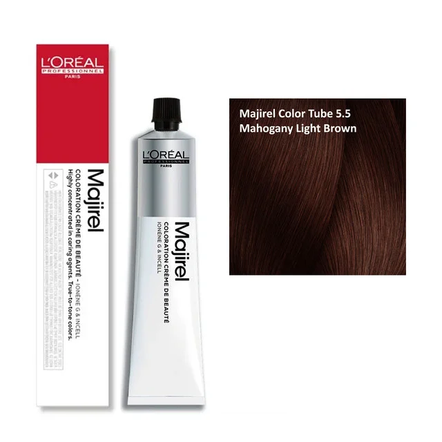Loreal Majirel Hair Color 5.5 Mahogany Light Brown 60ml | Permanent Hair Dye | Grey Coverage | Natural Shine