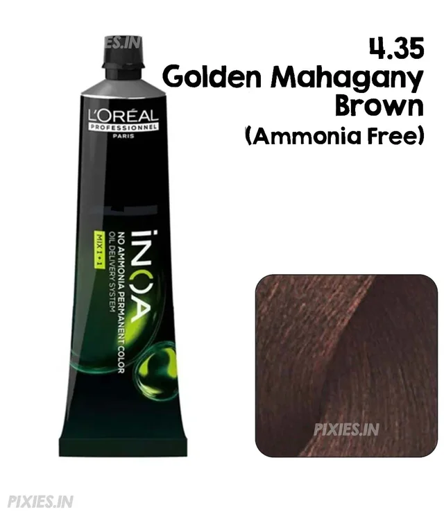 Loreal Professionnel Paris INOA Hair Color 4.35 Golden Mahogany Brown 60g Ammonia-Free Permanent Hair Dye 100% Grey Coverage Long-Lasting Shine