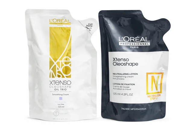 Loreal Professionnel Xtenso Oleoshape Straight Cream 125ml+125ml with Neutralizing Lotion | Hot Process Straightening System for Resistant & Unruly Hair