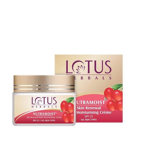 Lotus Herbals Nutramoist Skin Renewal Daily Moisturizing Cream (50g) | SPF 25 | Hydrates & Nourishes All Skin Types | Provides Sun Protection & Skin Renewal