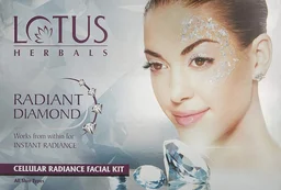 Lotus Herbals Radiant Diamond Cellular Radiance 4-in-1 Facial Kit 4x37g | Brighten and Rejuvenate Skin | Diamond Activator | Exfoliating Cleanser | Suitable for All Skin Types