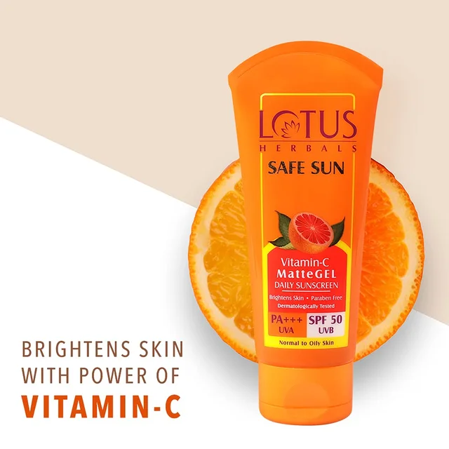 Lotus Herbals Safe Sun Vitamin C Matte Gel Daily Sunscreen PA +++, SPF 50,UVA & UVB, 100 gm