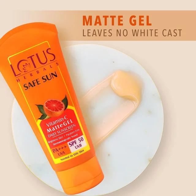 Lotus Herbals Safe Sun Vitamin C Matte Gel Daily Sunscreen PA +++, SPF 50,UVA & UVB, 100 gm