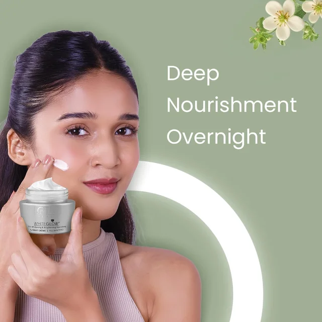 Lotus Herbals White Glow Skin Night Cream 60g | Whitening & Brightening Nourishing | Deep Hydration, Even Skin Tone & Radiant Glow While You Sleep