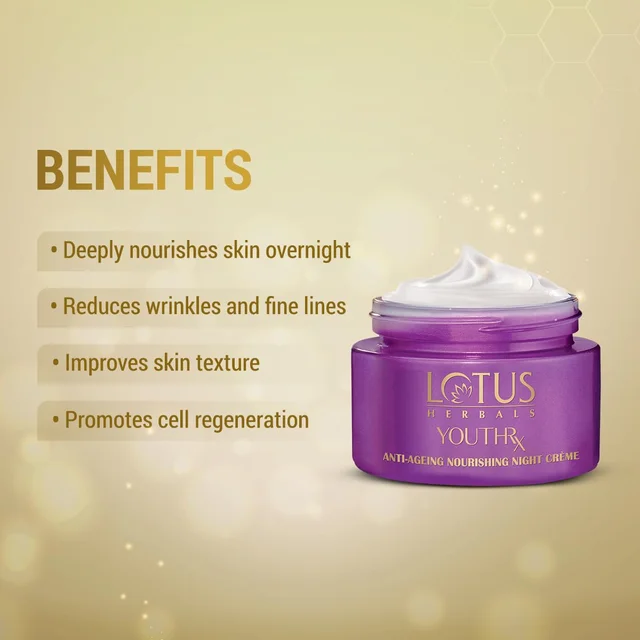 Lotus Herbals YouthRx Anti-Aging Nourishing Night Cream 50g | Rejuvenates | Hydrates & Reduces Fine Lines for Youthful, Radiant Skin