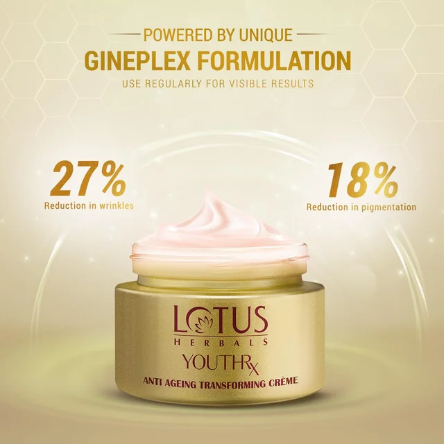 Lotus Herbals YouthRx Anti-Aging Transforming Cream, 50g | SPF 25, PA+++ | Reduces Fine Lines & Wrinkles | Provides Sun Protection & Revitalizes Skin for Youthful Glow