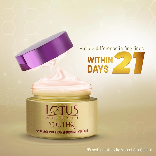 Lotus Herbals YouthRx Anti-Aging Transforming Cream, 50g | SPF 25, PA+++ | Reduces Fine Lines & Wrinkles | Provides Sun Protection & Revitalizes Skin for Youthful Glow