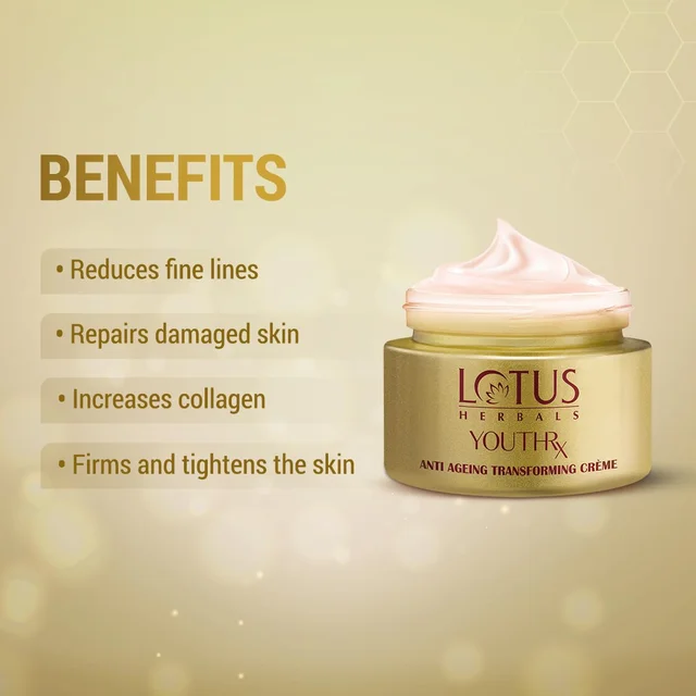 Lotus Herbals YouthRx Anti-Aging Transforming Cream, 50g | SPF 25, PA+++ | Reduces Fine Lines & Wrinkles | Provides Sun Protection & Revitalizes Skin for Youthful Glow