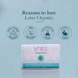 Lotus Organics Diamond Radiance Facial Kit 54g Pack Of 4| With 100% Certified Plant Ceramide & Diamond Dust | Deep Hydration, Anti-Ageing & Skin Tightening | All Skin Types