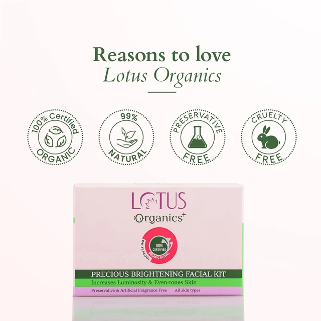Lotus Organics+ Diamond Radiance Facial Kit 54 x 4 | With Plant Ceramide & Diamond Dust | Deep Hydration, Wrinkle & Fine Line Care | Tightens Saggy Skin | 54g | All Skin Types