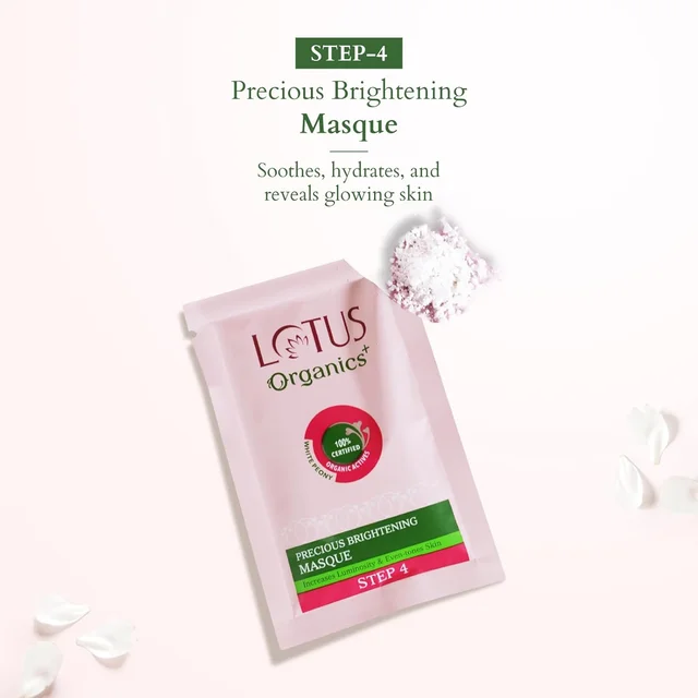 Lotus Organics+ Diamond Radiance Facial Kit 54 x 4 | With Plant Ceramide & Diamond Dust | Deep Hydration, Wrinkle & Fine Line Care | Tightens Saggy Skin | 54g | All Skin Types