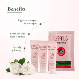 Lotus Organics+ Precious Brightening Facial Kit 54g x 4| With 4 Steps for Instant Bright & Glowing Skin | Enriched with 100% Certified Organic Actives | For Men & Women